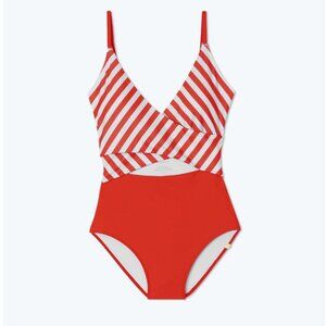 NWT Summersalt Sea Breeze Cutout One-Piece Swimsuit - Red/White - Size 6